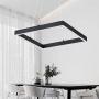 SUNMOO Modern Led Pendant Light Square Led Chandelier 1 Ring Acrylic Pendant Lighting Fixture for Bedroom Living Room Dining Room Kitchen Island 25W 6000K Not-dimmable 15.7L''15.7''W (Black)