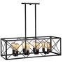 Jinzo Farmhouse Rectangle Chandelier Island Lighting 8-Lights High Linear Industrial Dining Room Chandelier with Rustic Metallic Open Frame Matte Black Hanging Kitchen Island Lighting Fixtures Jinzo Farmhouse Rectangle Chandelier Island Lighting 8-Lights High Linear Industrial Dining Room Chandelier with Rustic Metallic Open Frame Matte Black Hanging Kitchen Island Lighting Fixtures