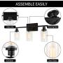 Vanity Light Fixtures ,3-Lights Farmhouse Wall Lighting Indoor Light Fixture, Modern Industrial Wall Sconce with Clear Glass Shade and Metal Base for Bedroom Living Room