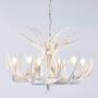 HUITICO Deer Chandelier, 6 Lights Faux Rustic White Antlers Vintage Style Antler Chandeliers Fixtures Ceiling for Living Room, Bar, Cafe, Kitchen, Dining Room