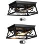 HUESLITE 3-Light Farmhouse Flush Mount Ceiling Light,Industrial Iron Ceiling Lighting Fixtures for Hallway, Entryway, Dining Room,Kitchen, Bedroom, Balcony Living Room (Black, 3-Light) HUESLITE 3-Light Farmhouse Flush Mount Ceiling Light,Industrial Iron Ceiling Lighting Fixtures for Hallway, Entryway, Dining Room,Kitchen, Bedroom, Balcony Living Room (Black, 3-Light)