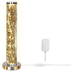 Fairy String Lights Table Lamp, Modern Accent Lamp Cylinder Lamp Shade Night Light Nightstand Lamp for Bedroom Living Room(18''Warm White Color)