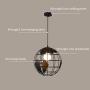 Globe Pendant Light Black Metal Earth Shape Orb Chandelier Light Fixture, Industrial Pendant Light Ceiling Hanging Light for Kitchen Island Dining Room Foyer Office Restaurant, Living Room, bar