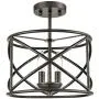 Industrial Metal Drum Black Semi-Flush Mount Ceiling Light for Dining Room, Kitchen, Hallway, Entry, Foyer, Living Room,2-Light