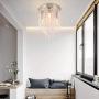 Finktonglan Crystal Ceiling Light Mini Modern Chandelier Flush Mount Pendant Lighting Fixture for Dining Room Living Room Bedroom Hallway,E12 x 3 Lights