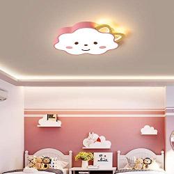 LAKIQ Pink Cloud Shaped Flush Mount Ceiling Lamp Girl’s Room Modern Acrylic LED Close to Ceiling Light Fixture Creative Cartoon Style for Girl’s Bedroom Nursery Living Room (Warm Light)