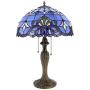 Tiffany Lamp Stained Glass Desk Light W16H24 Inch Tall Blue Purple Baroque Lavender Shade Antique Base S003C WERFACTORY LAMPS Lover Friends Kids Living Room Bedroom Bedside Coffee Bar Art Crafts Gifts