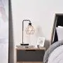 COTULIN Set of 2 Rose Gold Modern Industrial Table Lamp,Desk Lamp with Black Base for Living Room Bedroom Office,Delicate Design Bedside Lamp with Geometric Cage Shade