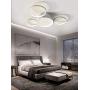 Qamra Modern LED Ceiling Light, Creative Dimmable Flush Mount Lighting Fixture, 3 Color 4 Rings Chandelier with Remote Control for Living Room Kitchen Island Bedroom Dining Room (White, 40W)
