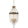 Ava Warm Brass Foyer Pendant Chandelier 14'' Wide Clear Crystal 4-Light Fixture for Dining Room House Foyer Kitchen Island Entryway Bedroom - Barnes and Ivy