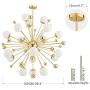 BOKT Sputnik Chandelier 18 Lights Mid-Century Modern Chandelier Lighting Golden Sputnik Pendant Light Industrial Ceiling Light Fixture for Kitchen Dining Room Living Room (18-Lights)