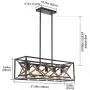 reesenLight Kitchen Island Lighting, 5-Light Rustic Linear Farmhouse Chandelier, Industrial Metal Rectangle Cage Hanging Pendant Ceiling Light Fixtures for Dining Room Pool Table Restaurant Coffee