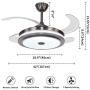 Ainfox 42'' Ceiling Fan with Light, 3 Speeds Invisible Retractable Chandelier Ceiling Fan with Remote Control, 3 Light Change Timing Function 4-Blades Fandelier Fan for Dining Room/Bedroom