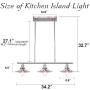 Wellmet 3 Lights Modern Pendant Lighting for Kitchen Island, Farmhouse Chandelier Dining Room Lighting Fixtures Hanging with Brushed Nickel Finish,Chandeliers Height Adjustable for Pool Table (Silver)