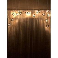 Decorative LED Fairy String Lights for Bedroom (6.5 Feet / 2m), 20 Wooden Heart Shaped Indoor Light Strands - Battery Powered Bright Warm Light with 2 Modes - Teen Girl Bedroom Decor, Wedding Decor.