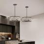 Maxax Flush Mount Crystal Chandelier 4 Lights Drum Pendant Lamp for Farmhouse,Dining Room Living Room, Kitchen