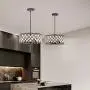 Maxax Flush Mount Crystal Chandelier 4 Lights Drum Pendant Lamp for Farmhouse,Dining Room Living Room, Kitchen