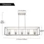 VINLUZ Rectangle Dining Room Chandelier Classic Pendant Lighting for Kitchen Island,Chrome Finish with Clear Glass Shade Adjustable Height Hanging Ceiling Light