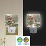 Vdsrup Winter Cardinal Birds Night Light Set of 2 Holly Berry Branches Snow Plug-in LED Nightlights Christmas Decorations Auto Dusk-to-Dawn Sensor Lamp for Bedroom Bathroom Kitchen Hallway Stairs