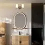 Sunlighting Modern Vanity Wall Lamps Set of 2 Satin Nickel Light Fixture with Frosted Glass Shades for Bathroom, Bedroom, Kitchen, Foyer, Dining & Living Room and Entryway