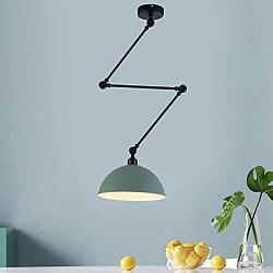 Vintage Ceiling Lights, CraftThink Extendable Nordic Retro E26 Lamp Light Bowl Lampshade Ceiling Lamp Hanging Lamp Pendant Lamp for Living Room/Kitchen/Office (Green)