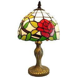 Tiffany Elegant Floral W8 Inches Table Lamp Two Beautiful Roses Taking Natural Beauty to Your Home Antique Bedside Table Reading Light Living Room Art Crafts Gifts Mural Times