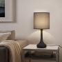 Bedside Nightstand Table Lamps, Modern Black Metal Base with Grey Linen Lampshade Desk Lamp, Small Lamp Set of 2 for Living Room, Dorm, Kids Room, Hotel, Hallway Decor
