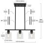ELUZE 3 Light Farmhouse Pendant Lighting,Vintage Hanging Light with Clear Glass Shade in Black Finish for Kitchen Island Dining Room Cafe Foyer Chandelier