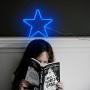 MYGOTO Blue Star Shaped Neon Signs,Led Safety Art Wall Decorative Lights Neon Lights Night Table Lamp with Battery Powered/USB for Kids Gift, Baby Room,Wedding,Party,Christmas,Decoration (Blue Star)