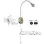 HomeFocus Bedside Reading Wall Light,Wall Light,Wall Lamp,Living Room Wall Lamp,Bedroom Wall Lamp,Wall Sconces,LED 5Watt 3000K,USB Charging Port,Flexible Gooseneck,Metal, Satin Nickel
