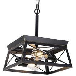 HMVPL Industrial Pendant Lighting Fixtures, Farmhouse Swag Chandeliers Hanging Light Mini Ceiling Lamp 2-Light for Kitchen Island Dining Room Bedroom Foyer Hallway Front Door