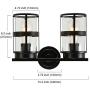 ELUZE Bathroom Vanity Light, 2-Light Industrial Metal and Clear Glass Shade Wall Lighting Fixture. Black Vintage Wall Lamp for Kitchen Living Room Dining Room and Farmhouse interiors.