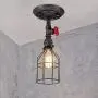 Industrial Vintage Brushed Iron Cage Ceiling Lamp Chandelier - LITFAD 5.91'' Edison Ceiling Light Island Light Water Pipe Pendant Light with 1 Light for Dining Room Restaurant Bar Industrial Vintage Brushed Iron Cage Ceiling Lamp Chandelier - LITFAD 5.91'' Edison Ceiling Light Island Light Water Pipe Pendant Light with 1 Light for Dining Room Restaurant Bar