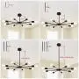 8 Lights Black Sputnik Chandeliers Vintage Ceiling Light Fixture Modern Dual-Purpose Pendant Lighting