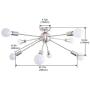 ALISADABOY Sputnik Chandelier Brushed Nickel 8 Light Rustic Flush Mount Ceiling Light Modern Pendant Lighting Fixtures for Kitchen Bathroom Dining Room Bedroom Hallway