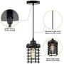 CMNNQ Mini Pendant Light, Metal Cage Shade Hanging Light Fixture, Adjustable Vintage Edison Farmhouse Lamp for Kitchen Island Dining Room Entryway Foyer Table Hallway, 3-Pack (Black)