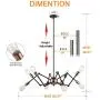 Harriet Modern 8-Light Sputnik Chandelier, Starburst Mid Century Pendant Light，Adjustable Swing Arms Ceiling Light Fixture for Kitchen, Dining Room, Living Room, Black and Rose Gold Finish, HPL02BRG-8