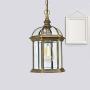LITFAD Gold Lantern Ceiling Hanging Light with Clear Glass Shade 1 Bulb 8'' L Vintage Outdoor Waterproof Lighting Industrial Pendant Light for Dining Room Restaurant Bar Courtyard
