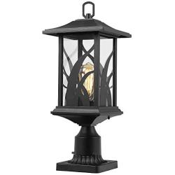 Beionxii Outdoor Post Lights | Exterior Pillar Lantern Pier Mount Lights with 3-Inch Base, Sand Textured Black Cast Aluminum with Clear Glass