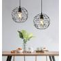 Deformable Globe Pendant Light Fixture 2 Pack, DIY Multi Shapes Chandelier Light Fixture, Farmhouse Black Metal Wire Cage Hanging Light for Dining Room Kitchen Island Living Room Hallway Entryway