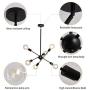 Sputnik Chandeliers 6 Lights Modern Pendant Lighting Industrial Vintage Ceiling Light Fixture for Bedroom Bathroom Kitchen Livingroom Dining Room, Black