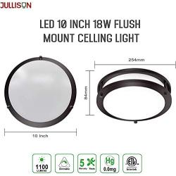 JULLISON 10 Inch LED Double Ring Flush Mount Ceiling Light Fixture, ETL, 5CCT Selectable 2700K-5000K, Dimmable 5%-100%,120VAC, 18W, 120W Eq, 1100lm, CRI>90, Brush Nickel, Damp Location(Twin Pack)