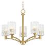 Icelight Warm Brass Chandelier 25'' Wide Modern Mid Century Prismatic Clear Glass 5-Light Fixture for Dining Room House Foyer Kitchen Island Entryway Bedroom Living Room - Possini Euro Design