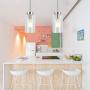 VINLUZ One Light Chandeliers Modern Clear Glass Pendant Lighting Brushed Nickel Dining Room Lighting Fixtures Hanging Contemporary Lamp Semi Flush Mount Ceiling Lights