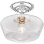 Schoolhouse Floating Modern Ceiling Light Semi Flush Mount Fixture Chrome 12'' Wide Clear Glass for Bedroom Kitchen Living Room Hallway Bathroom - Regency Hill
