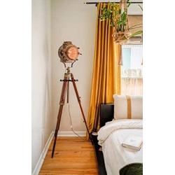 Vintage Nautical Spotlight Tripod Floor Lamp Lamp for Living Room Bedroom, Vintage Spotlight Reading Lamp with Wooden Metal Legs Floor Lamp for Office, Cinema,