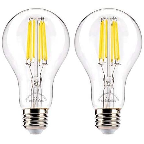Leadleds LED Edison Bulb 100W Equivalent, Dimmable 11W A21 LED Filament Light Bulb, Daylight 5000K E26 Medium Base Antique Bulb Lamp for Home, Reading Room, Office (2-Pack)