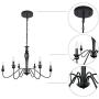 T&A 6-Light Farmhouse Chandelier,Black Wrought Iron Rustic Candle Chandeliers Classic Light Fixture for Kitchen Island Dining Room Living Room