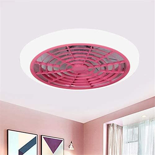 BAYCHEER Doughnut Ceiling Fan Lamp LED Acrylic Semi Flush Mounted Light with Remote Control 3 Light Color Changeable in for Kids Room Bedroom Dining Room Hall Kitchen,Pink