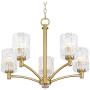 Icelight Warm Brass Chandelier 25'' Wide Modern Mid Century Prismatic Clear Glass 5-Light Fixture for Dining Room House Foyer Kitchen Island Entryway Bedroom Living Room - Possini Euro Design
